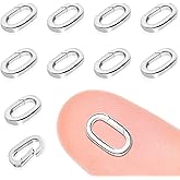 10PCS Oval Clasp Carabiner Necklace Connector Stainless Steel Spring Clasps Bracelet Closures Keychain Lock Clasps Necklaces Clips Key Ring Bracelets Shortener for Jewelry Finding DIY Making Kit (A10)