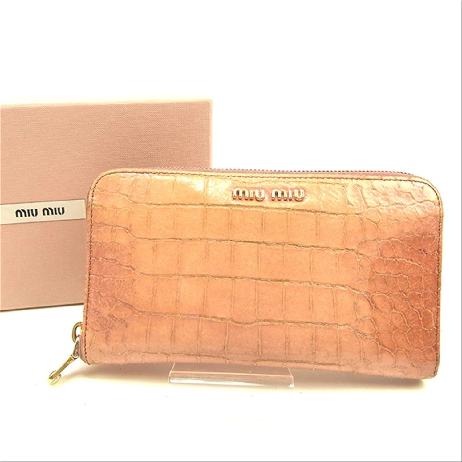 オープニング大放出セール ミュウミュウ Miu Miu 長財布 ラウンドファスナー レディース 5m0506 クロコダイル調 中古 T001 B0772qlt4d Hermescolleges Ca
