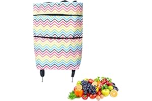 Foldable Shopping Cart, 2 in 1 Portable Shopping Bag with Wheels Oxford Cloth Reusable Climbing Grocery Cart for Home Kitchen