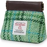 Harris Tweed Squeeze Coin Purse Wool Earbud Pouch for Women and Men Lipstick or USB Drive Holder Small Accessory Travel Pocket Bag (No.857)