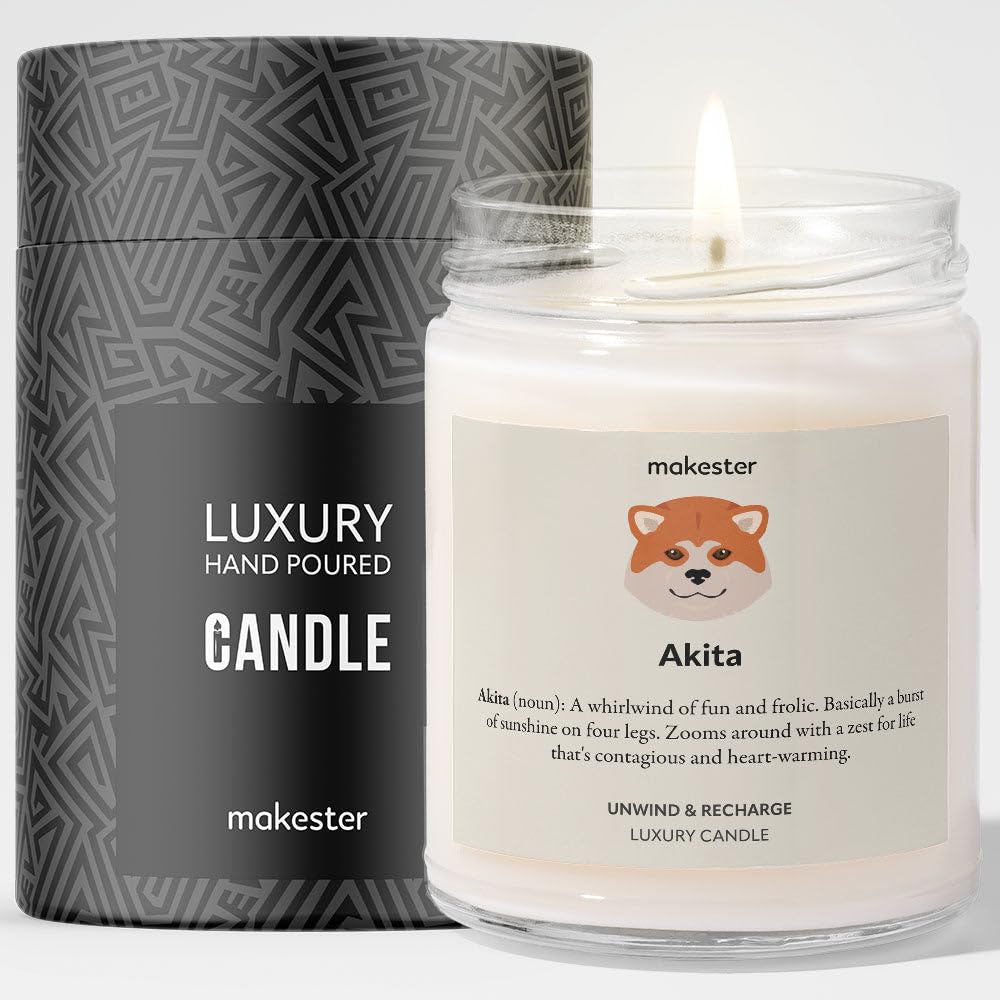 Akita Gifts - Luxury Soy Wax Candle - Vanilla, Jasmine, Sugared Almond - Makester