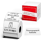 M110 Clear Thermal Label 1.57'' x 1.18'' (40 x 30 mm), Multi-Purpose Adhesive Transparent Thermal Labels Compatible with label maker M110/ M100/ M221/ M120/ M260/M220/M421/241BT/243BT, 230 Labels/Roll