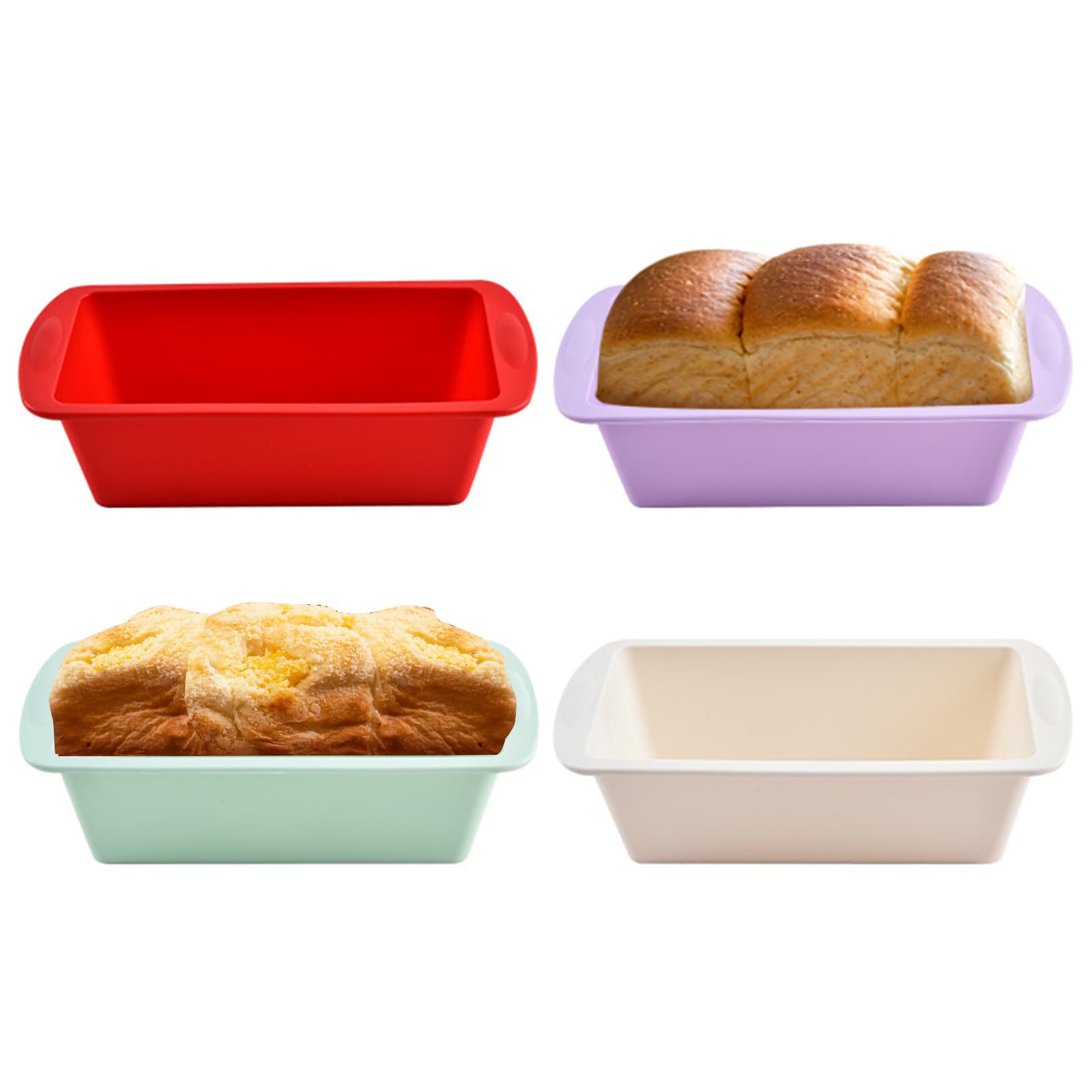 Tomtary Mini Loaf Tins, 4PCS Silicone Loaf Tins for Baking, Non Stick Bread Tin Reusable Rectangle Baking Moulds Pan for for Cakes Breads Loaves
