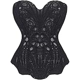 ZXUZKEA Lace Corset Tops for Women Textured Sheer Floral Bustier Cincher Lace-up corset top Cute Party Strap Tank