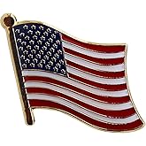 USA Flag Die-struck Single Metal Lapel Pin with Butterfly Clasp Closure-Approximate Size .75 inch x 1 inch