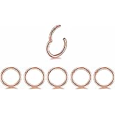 5Pcs 16G 18G Surgical Steel Nose Rings Hoop Tragus Septum Cartilage Hoop Earrings For Women Men Body Piercing Jewelry Kit Bar Length 6mm/8mm/10mm/12mm/14mm