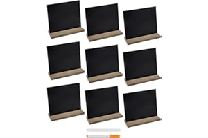 DSTELIN 5 X 6 Inch Mini Tabletop Chalkboard Signs with Vintage Style Wood Base Stands, Set of 9