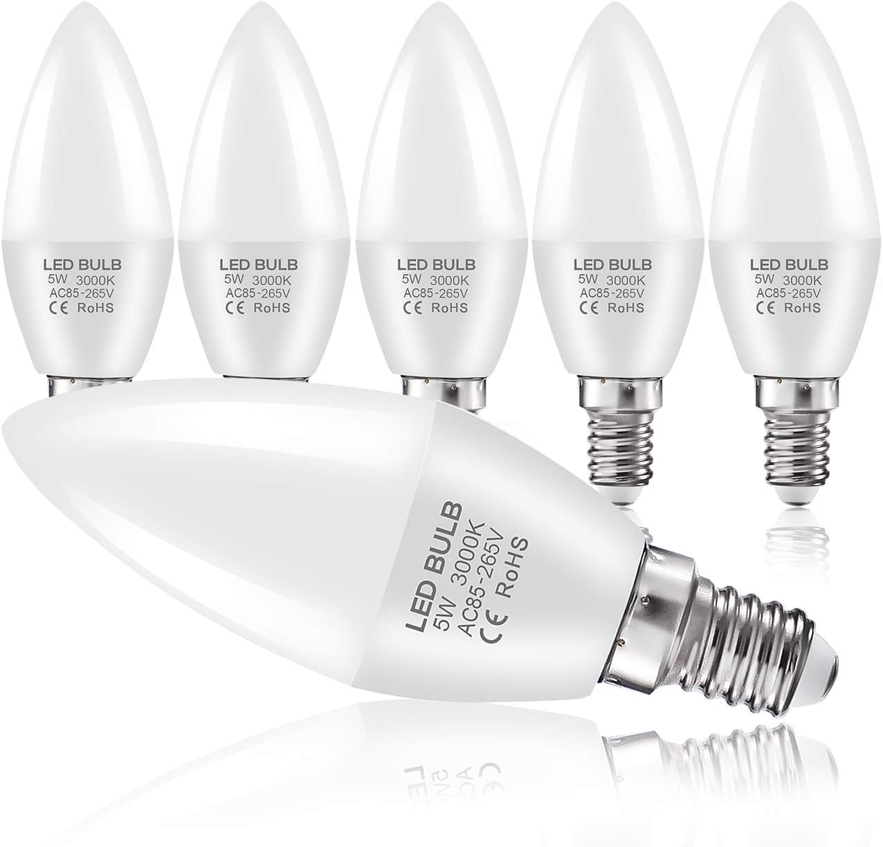 AVAWAY E14 Led Light Bulbs Warm White 4 Watt Energy Saving LED Candel Lamp 3000 Kelvin 40W Incandescent Equal (6 Pack) [Energy Class A+]