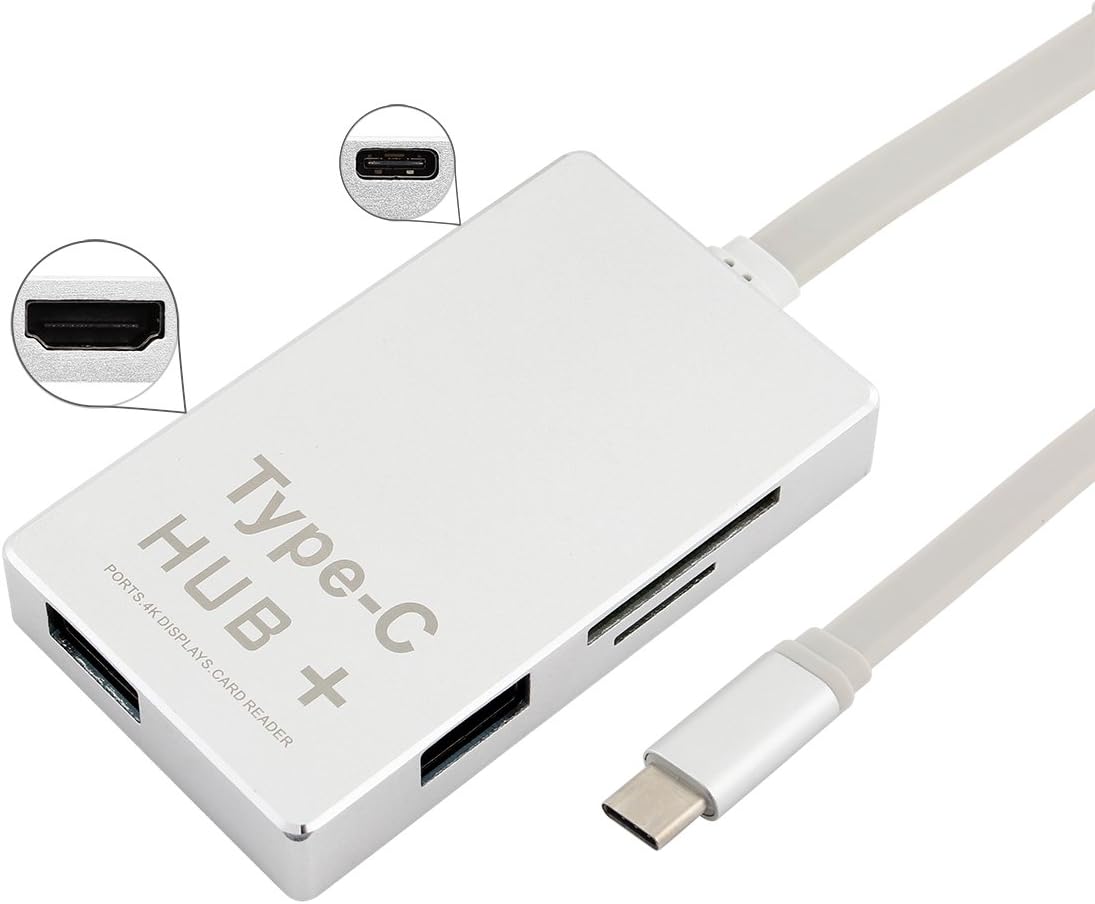 RicoRich 6 in 1 USB 3.0, USB C HUB with HDMI Output, SD&Micro SD Card Reader, Power Delivery Charging for Macbook/New MacBook Pro/Google CharmeBook Pixel and More(Silver)