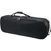 DIGERVY 4/4 Full Size Violin Case, Lightweight Portable Carrying Bag, Oblong Professional Hard Case with Shoulder Straps, Plush Lining for Students &amp; Players, Black &amp; Beige
