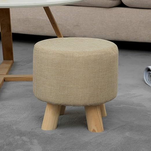Silla redonda pequeña para uso doméstico, de tela lavable de madera