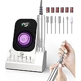 Portable Nail Drill Electric File: 40000RPM Professional Rechargeable Nail E-File Machine, Cordless Nail Drill with Bits & Base for Acrylic Nails Remove Nail Gel Polish Manicure for Salon Home, White