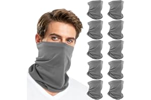 SUNLAND 10 Pack Neck Gaiter Bandana UV Dust Protection Face Covering Elastic Face Scarf