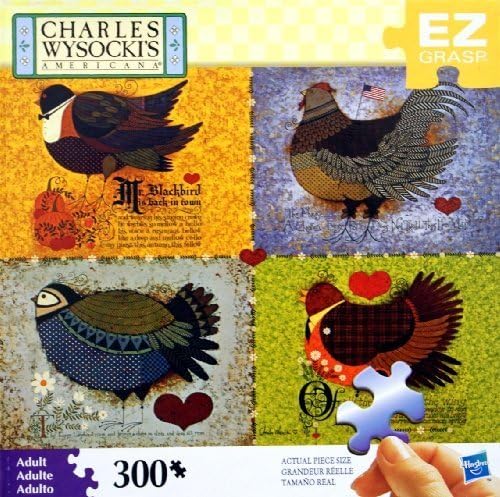 CHARLES WYSOCKI's AMERICANA PUZZLE Feathered Friends 300 Piece MADE IN USA PUZZLE by MB PUZZLE
