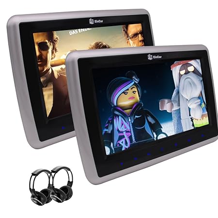 EinCar Drahtlose IR-Kopfh?rer Dual-9-Zoll-Digital-TFT-LCD-Schirm-Noten-Tasten Auto-DVD-Player-Kopfst¨¹TZE Monitor-Unterst¨¹Tz