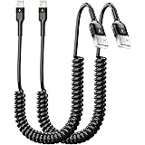 AICase Coiled Lightning Cable for Car 2 Pack, Coil iPhone Charger Cable Compatible with iPhone 14 Pro Max/13 pro max/12 Pro/1