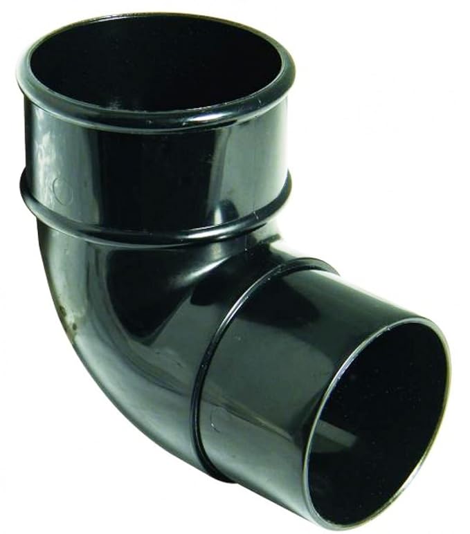 FLOPLAST 68mm Round Gutter Pipe 92.5 Degree Offset Bend Black Pack
