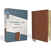 NIV, Personal Size Bible, Large Print, Leathersoft, Brown, Red Letter, Comfort Print