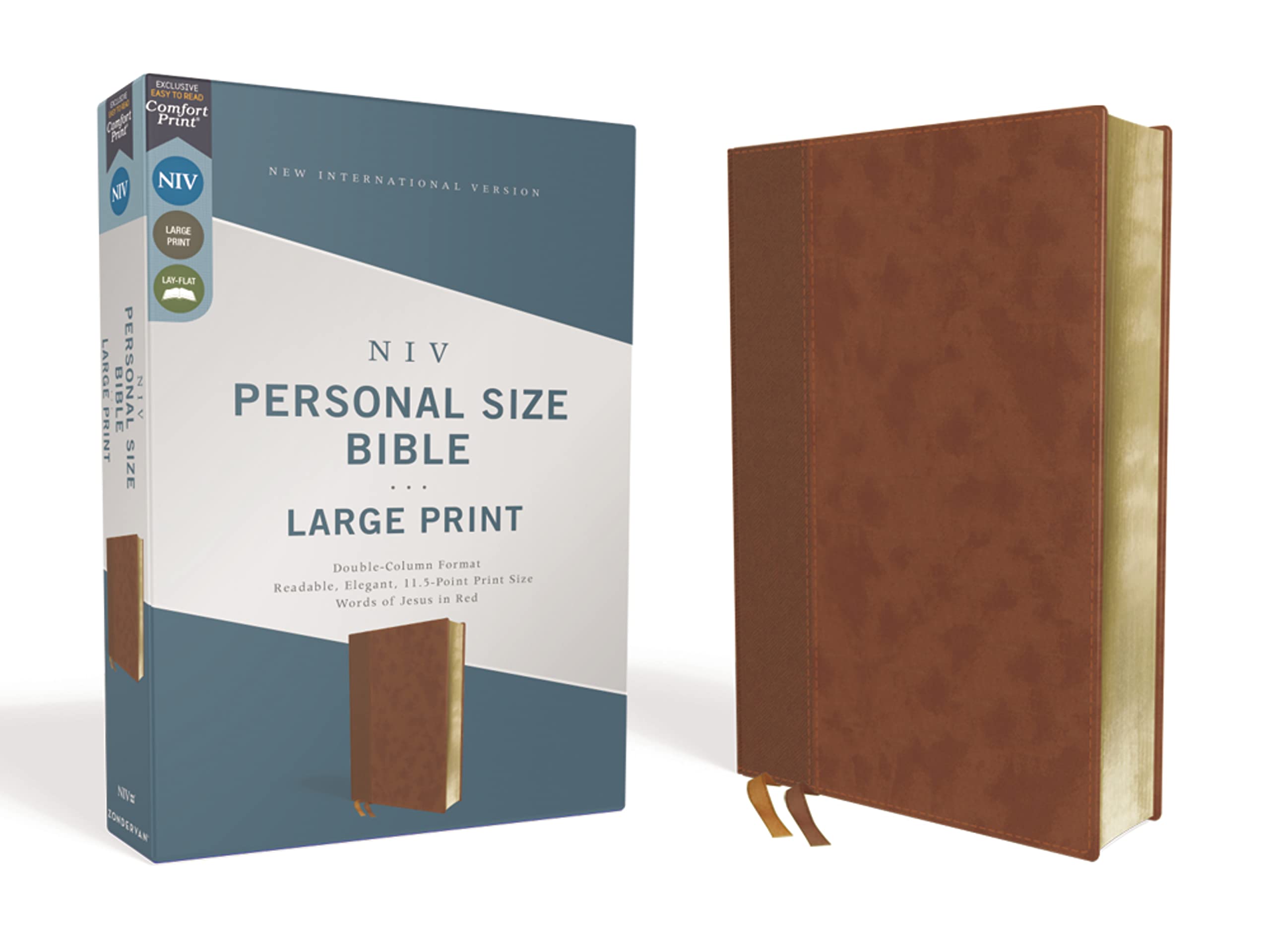 NIV, Personal Size Bible, Large Print, Leathersoft, Brown, Red Letter, Comfort Print NIV, Personal Size Bible, Large Print, Leathersoft, Brown, Red Letter, Comfort Print Imitation Leather