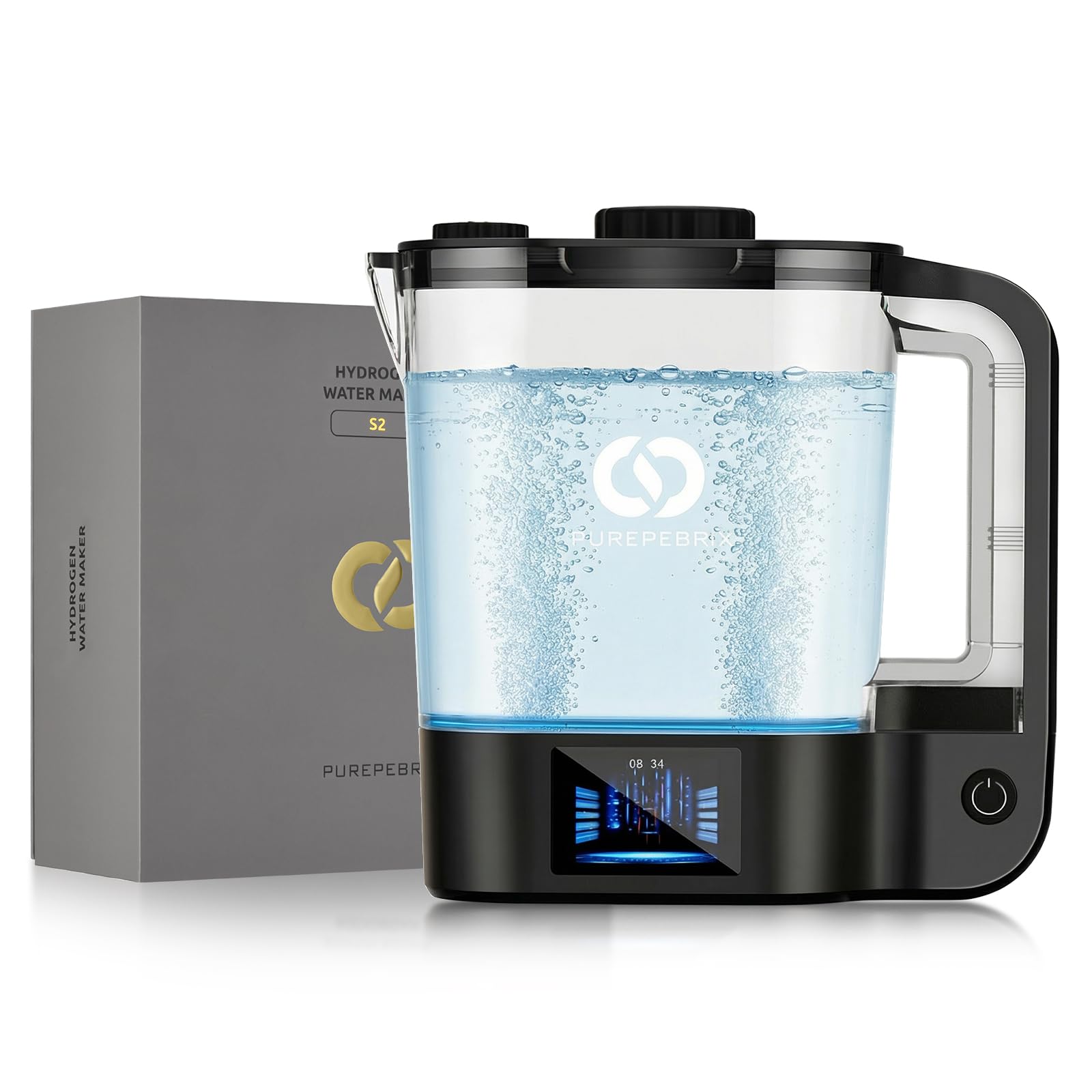 Photo 1 of 2026 PUREPEBRIX Pro Hydrogen Water Pitcher - 72oz Large Hydrogen Water Generator - 3000 PPB SPE/PEM Machine - 9000mAh - Ideal Wellness Gift for Family & Home (Black)