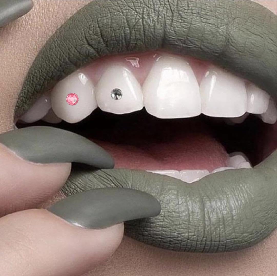 Tooth Crystal Gems - For Tooth Crystal & Nail decoration (Pink And Clear)