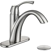 TimeArrow Brushed Nickel 1-Handle Single Hole Bathroom Faucet, 3-Hole Deck Plate, Pop-Up Drain and Water Supply Lines Include