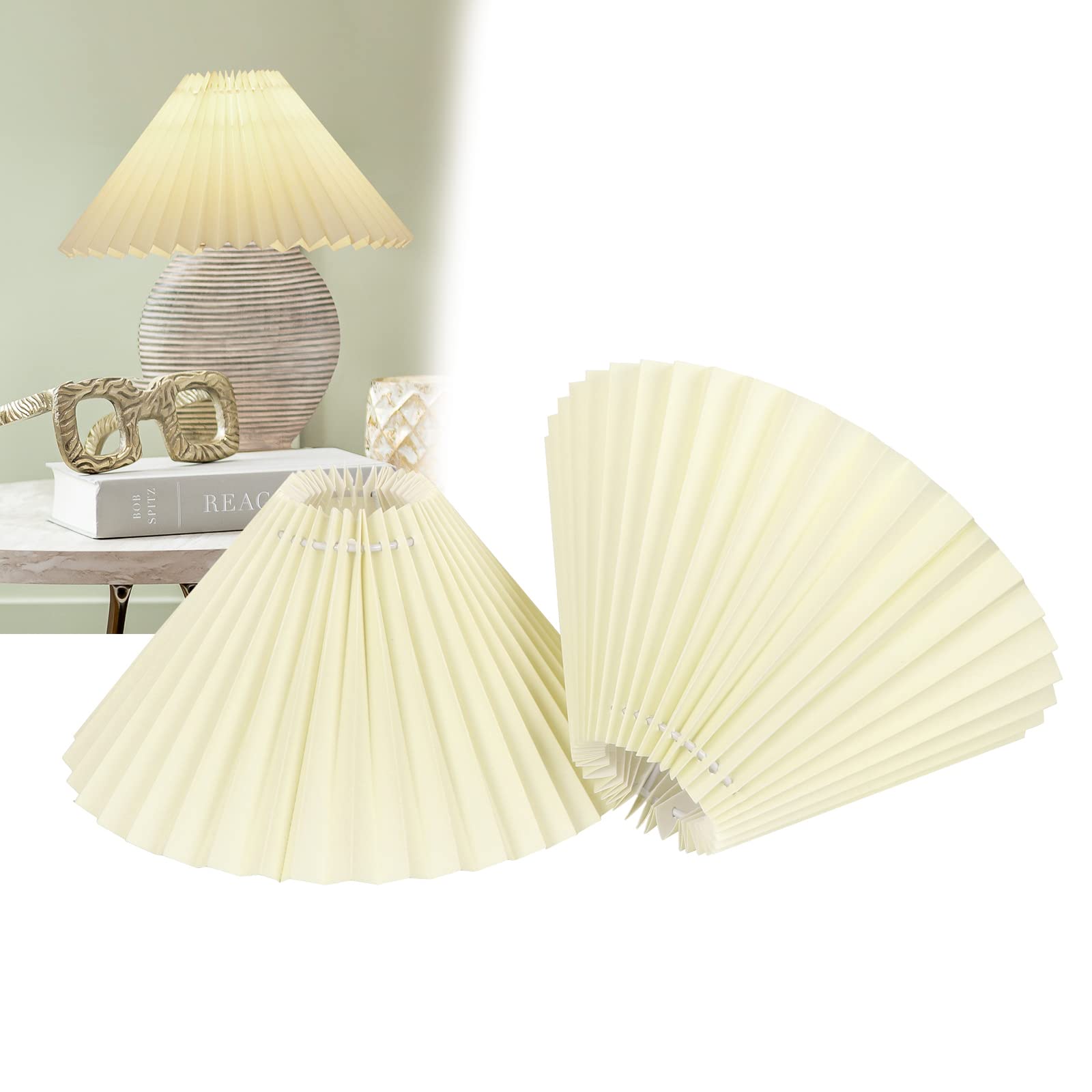Photo 1 of Eumyviv Pleated Lamp Shade for Table Lamp Set of 2, Small Lampshade Colth Bell Lamp Shades for floor lamps and Bedside Nightstand Lamp Cover 10.23"x5.3"