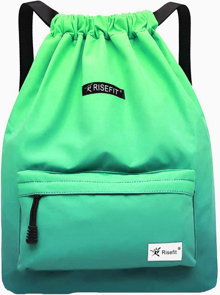 Risefit Waterproof Drawstring Bags, Printed Gym Sackpacks Bags Sports Backpacks for Shopping Swimming Yoga for Men Women Girls Students