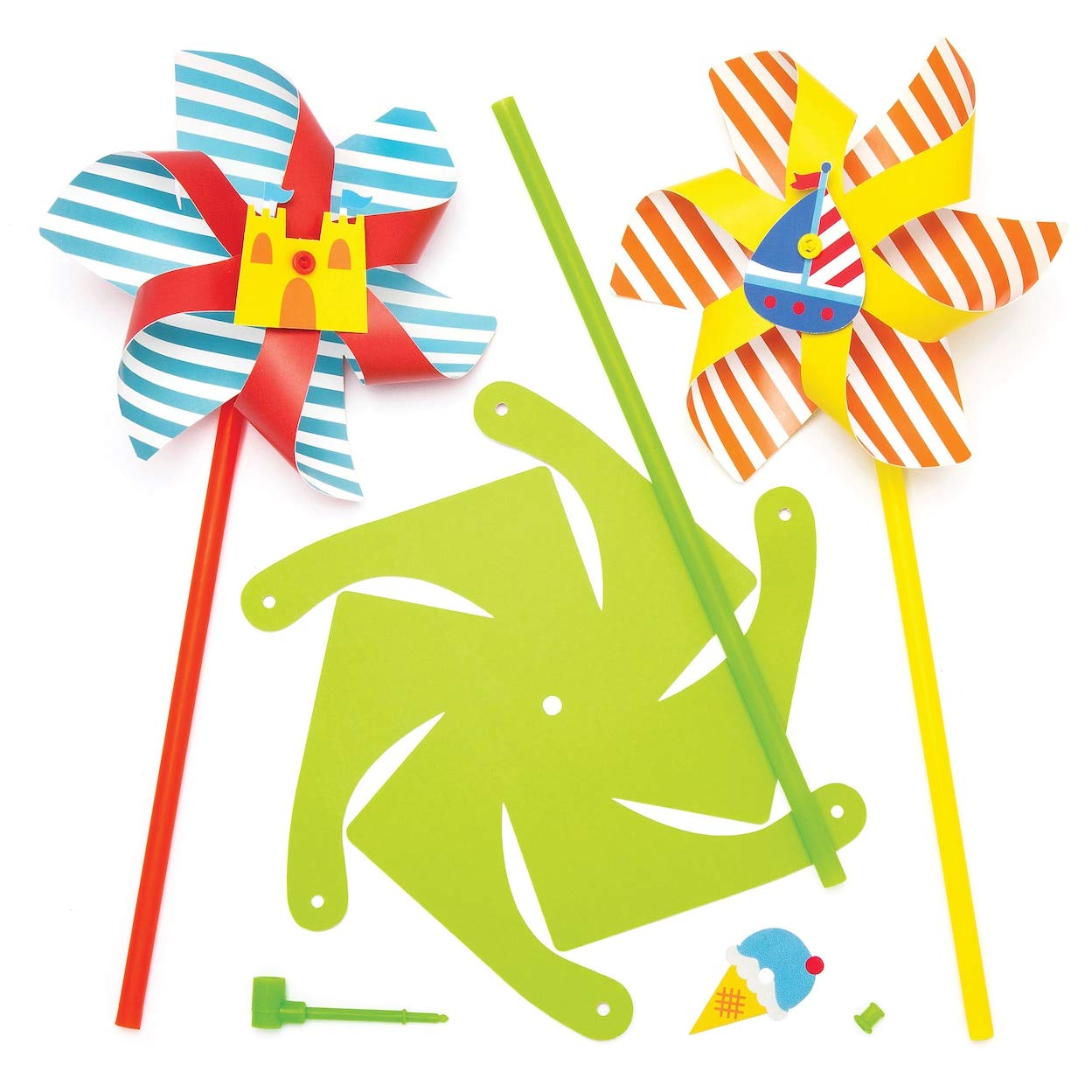 Baker Ross AW460 Make Your Own Seaside Windmill Kit (Pack of 6) Summer Garden Craft kits for Kids, Party Fillers and Activities., Assorted