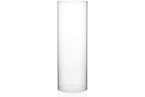 WGVI Hurricane Candleholders, Wide 4", Height 12", Clear Glass Cylinder Open Both Ends, Chimney Tube, Open Ended Hurricane, Candle Shade, 1 Piece