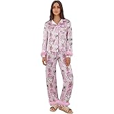 Women 2 Piece Christmas Pajamas Santa/Christmas Tree/Boots Print Shirts Tops and Pants Loungewear Outfits