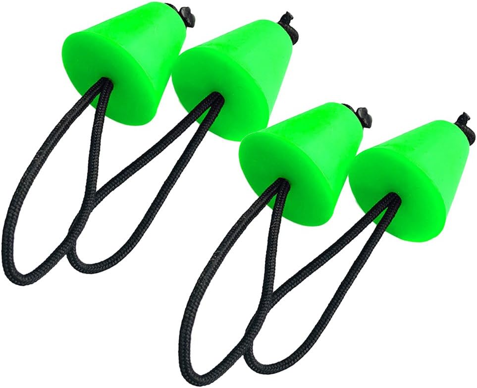 FLAMEER Set 4 Durable Green Rubber Universal Kayak Scupper Plugs Drain