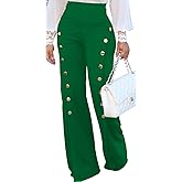 PINSV Women's High Waisted Stretchy Bootcut Pull On Dress Pants Casual Work Pants
