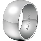 Fashion Month Mens 12mm Classic Silver Tungsten Carbide Ring Wedding Engagement Smooth Domed Wide Band High Polished