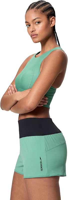 Solid Lookout 12" Nuotare Corto per Donna, Verde Scuro, M