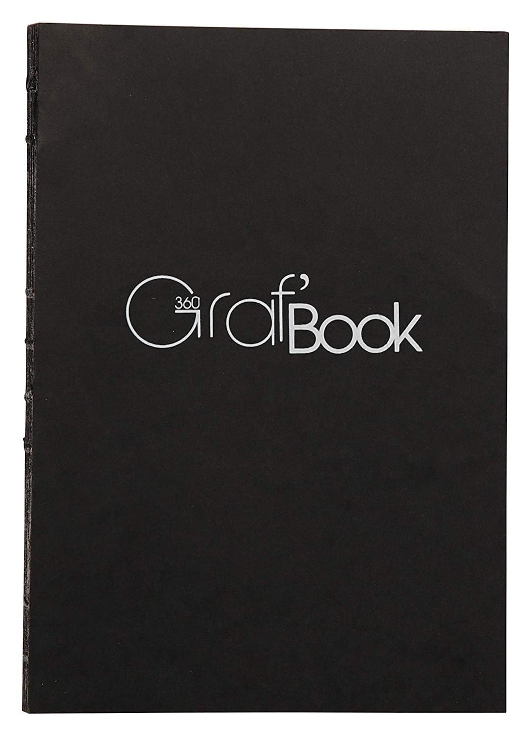 Clairefontaine - Ref 975802C - Graf Book 360 Raw Binding Book (100 Sheets) - A4 in Size, 100gsm Paper, Acid Free, pH Neutral, Portrait Orientation - Black Cover
