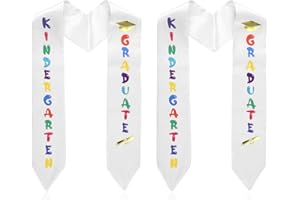 Mikovivi 2pcs Kindergarten Graduation Stoles, 57.09 Inch Glossy Preschool Kids Sash Class of 2024 with Colorful Words
