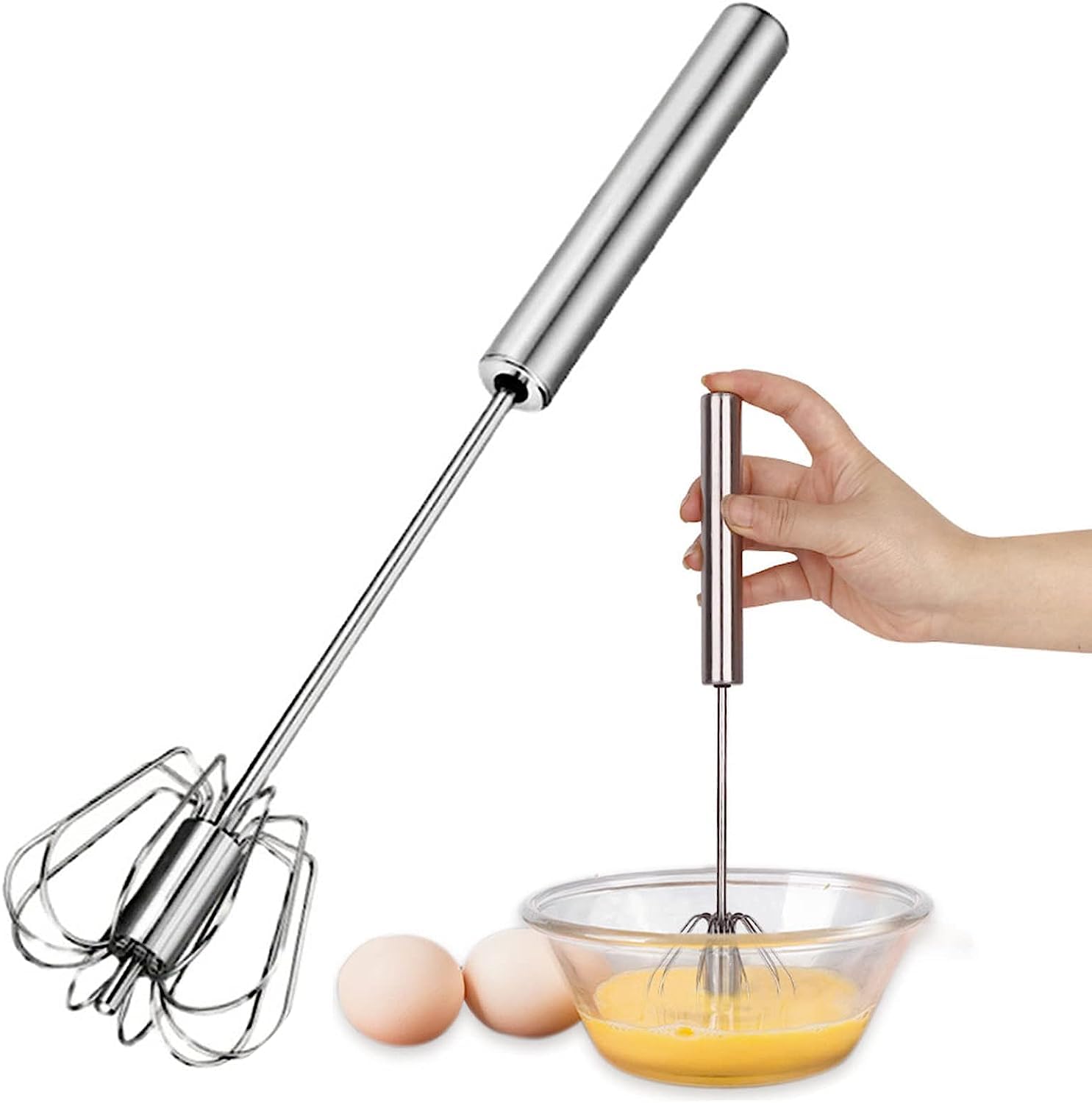 Premium 10 Inch Stainless Steel Egg Whisk for Baking, Cooking, Whisking, Beating, Stirring
