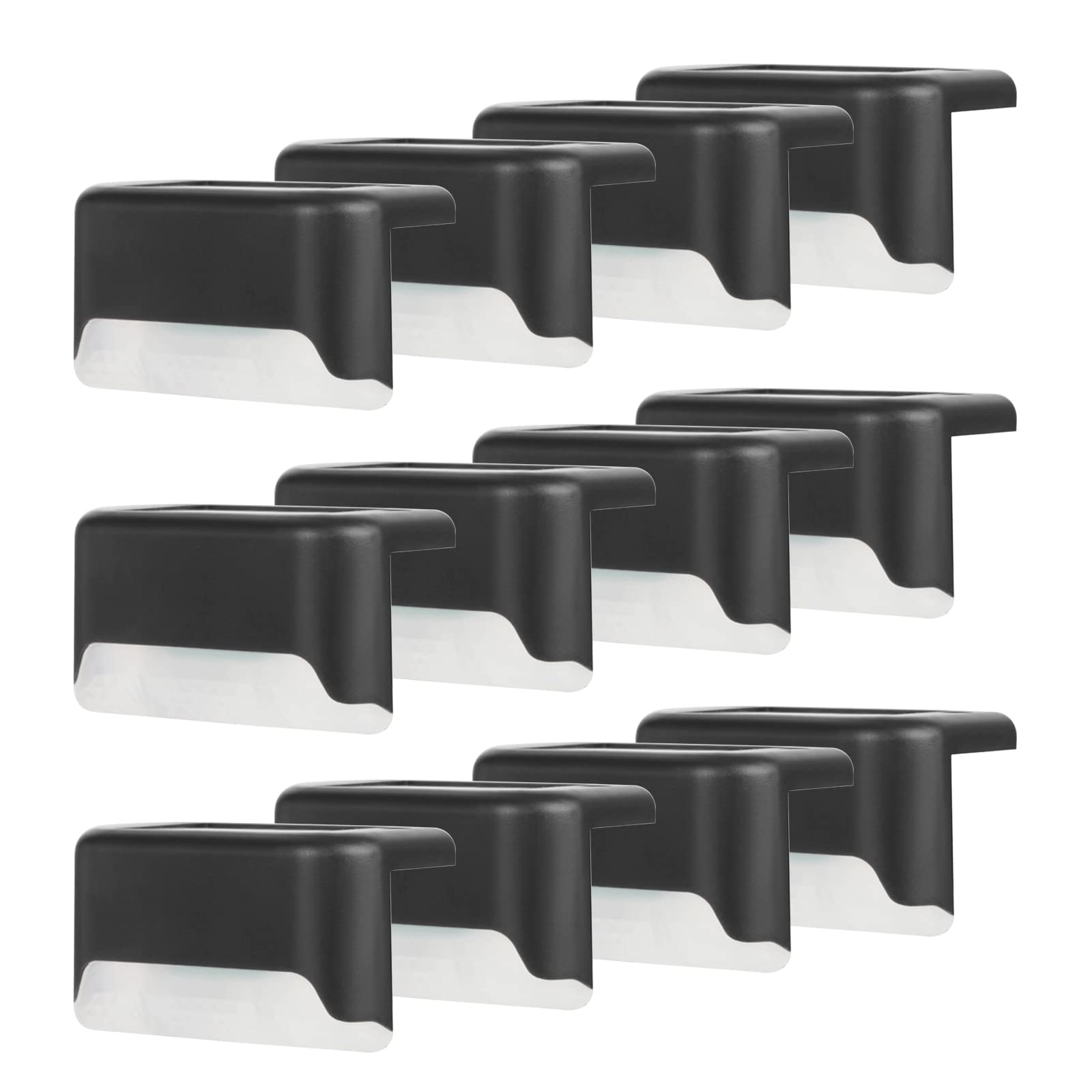 TWSOUL Solar Deck Lights 12 Pack Solar Solar Step Lights Outdoor Waterproof LED Lights Solar Fence Lights Wireless Illuminate for Stair Wall Patio Yard Path Fence Gate (Black, Cool White)