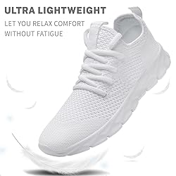 YOSFDC Men's White Running Shoes Slip On Walking