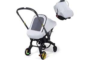 THE KENKYO Car Seat Covers for Babies, Original Infant Car Seat Cover for Boys Girls, Kick-Proof Carseat Canopy with Adjustable Breathable Mesh Peep Window & Pocket, Universal Carrier Cover Newborn Shower Gift