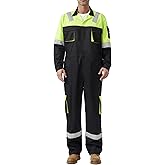 SUSHIMIAN Men's Work Coverall High Visibility Overalls Mechanics Coveralls Workwear Jumpsuit with Multi Pockets