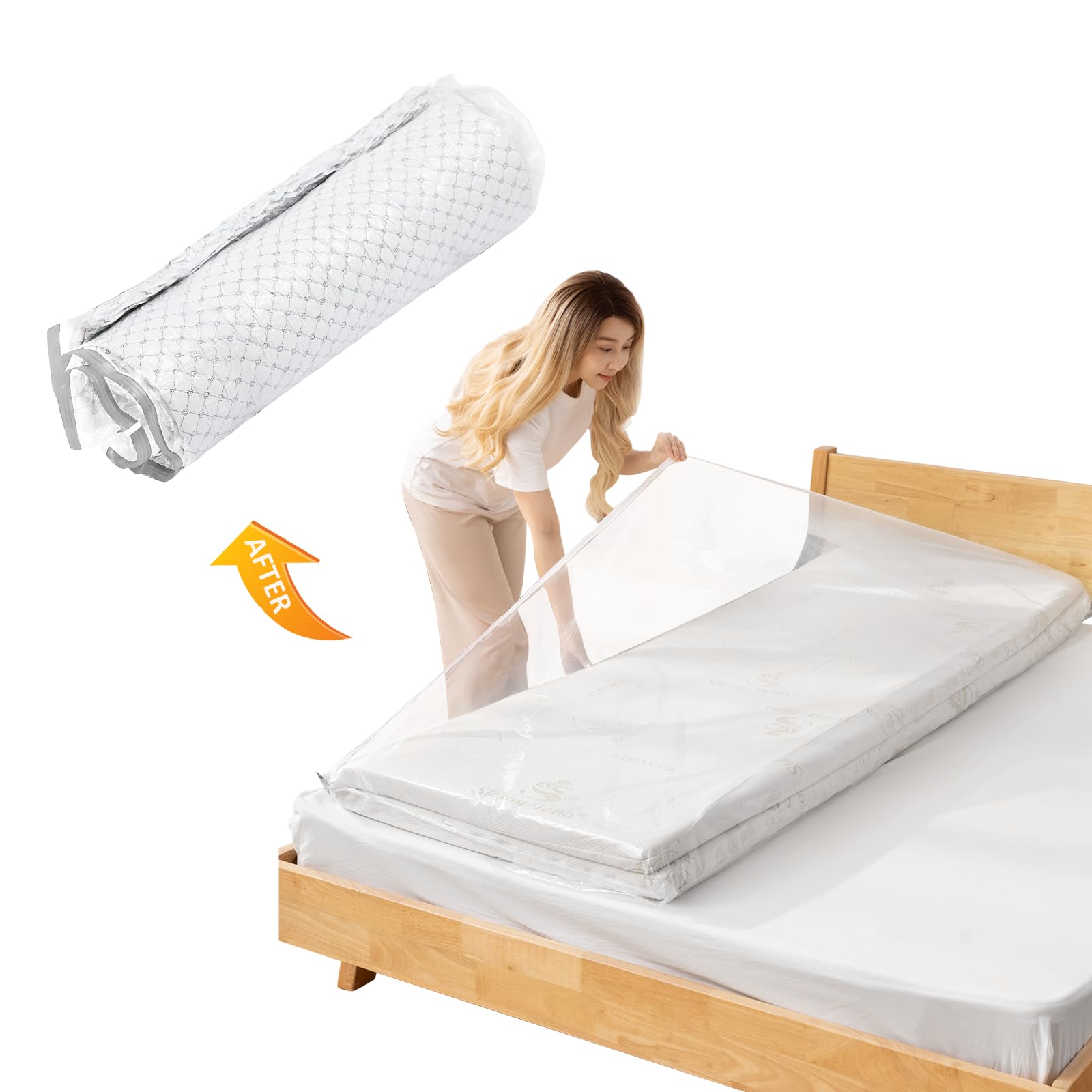 IHONYI Mattress Vacuum Bag - Extra Large Mattress Vacuum Bag With Double Zipper, Mattress Bags for Moving, Reusable & Saving Space, Storage Bag Suitable for Mattresses up to 200 * 100cm