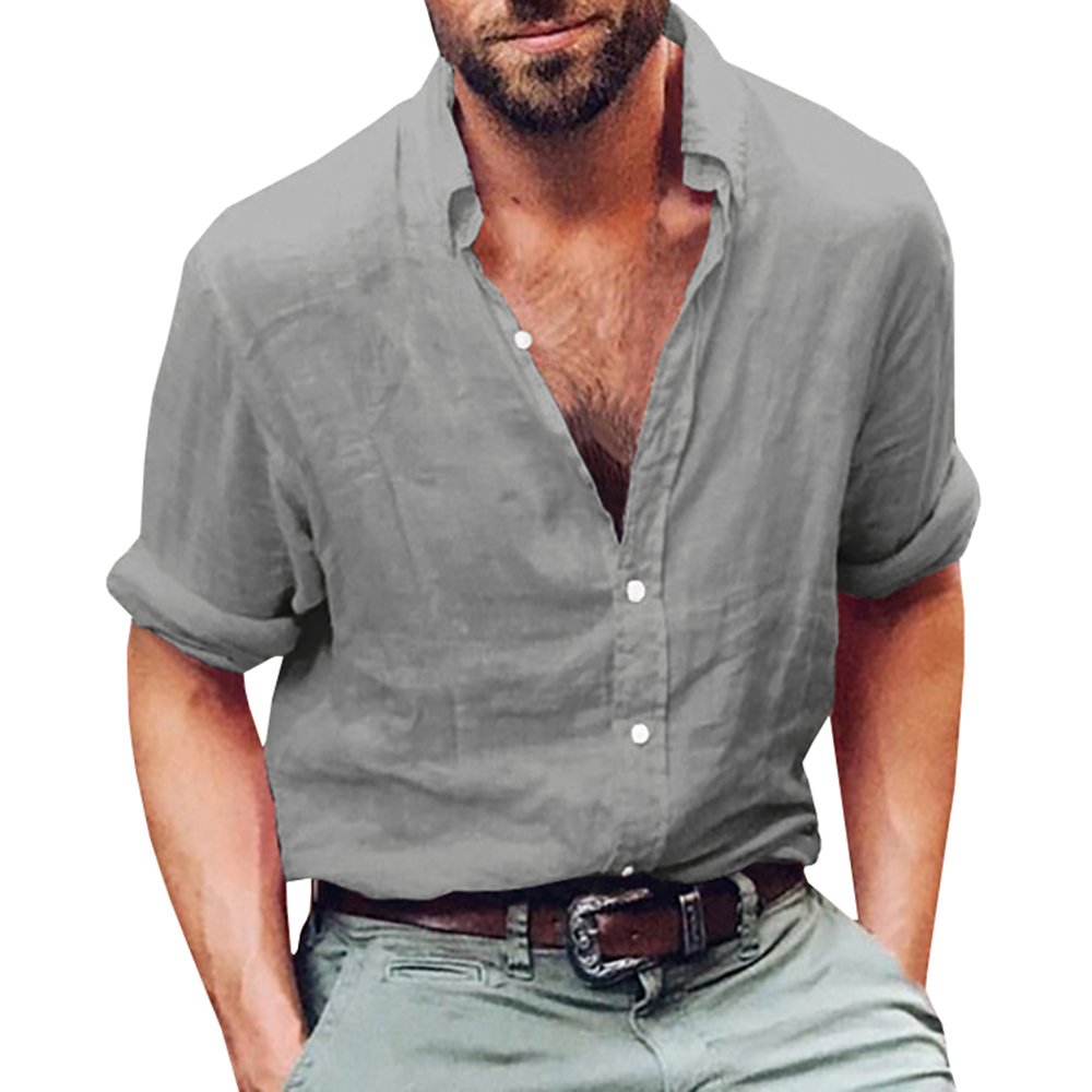 Long Sleeve Linen Beach Casual Cotton 