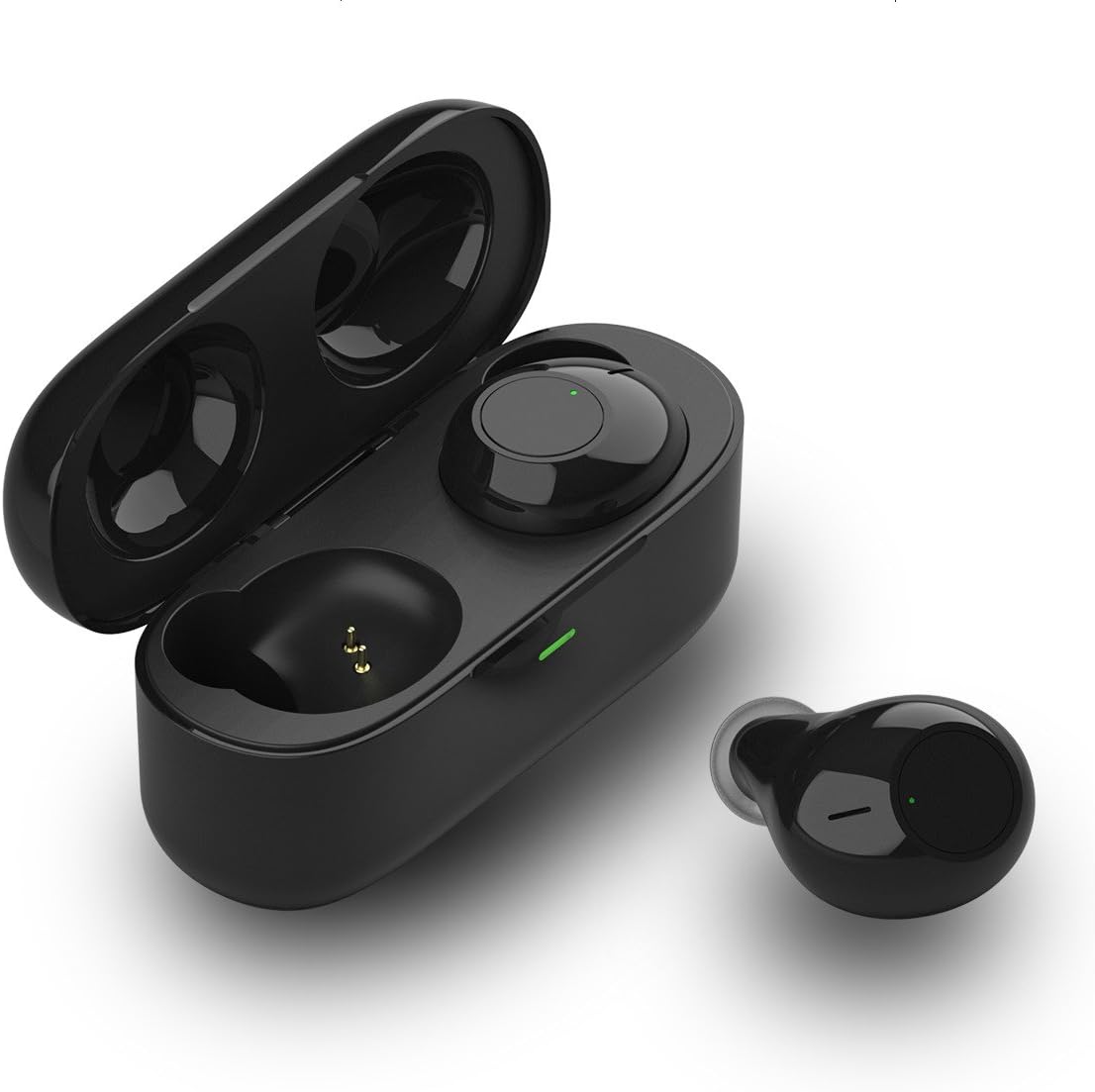 Bluetooth Headphones, Truly Wireless Earbuds MJYUN Noise Cancelling Portable Mini Wireless Headphones with Mic and Charging Case Stereo Bluetooth Headset for iPhone iPad, Samsung and More (Black)