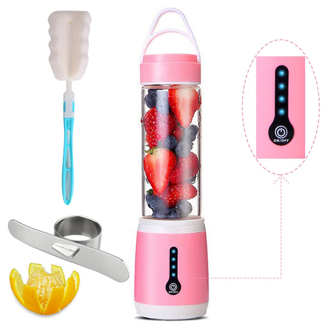 USB Portable Blender Bottle 480ml Juicer Cup 6 Blades Rechargeable