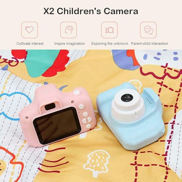 Fltaheroo X2 Children Video Camera 2 Inch Digital Photo Camera Screen Chargable Digital Camerafor Kid Gift Pink