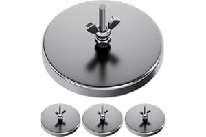 EilxMag 4Pack 3.2" Strong Round Base Magnet, 100LBS+ Heavy Duty Magnets with 0.27" Center Hole for mounting, Magnetic Flag Holder with Assemblable M6 Bolt nut washers and Wing nuts for Wire Loop Flags