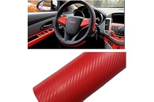 Silence Shopping 3D Carbon Fiber Vinyl Car DIY Wrap Sheet Roll Film Sticker Decal - Red Color 127X30cm 50"X11.8" (Red)