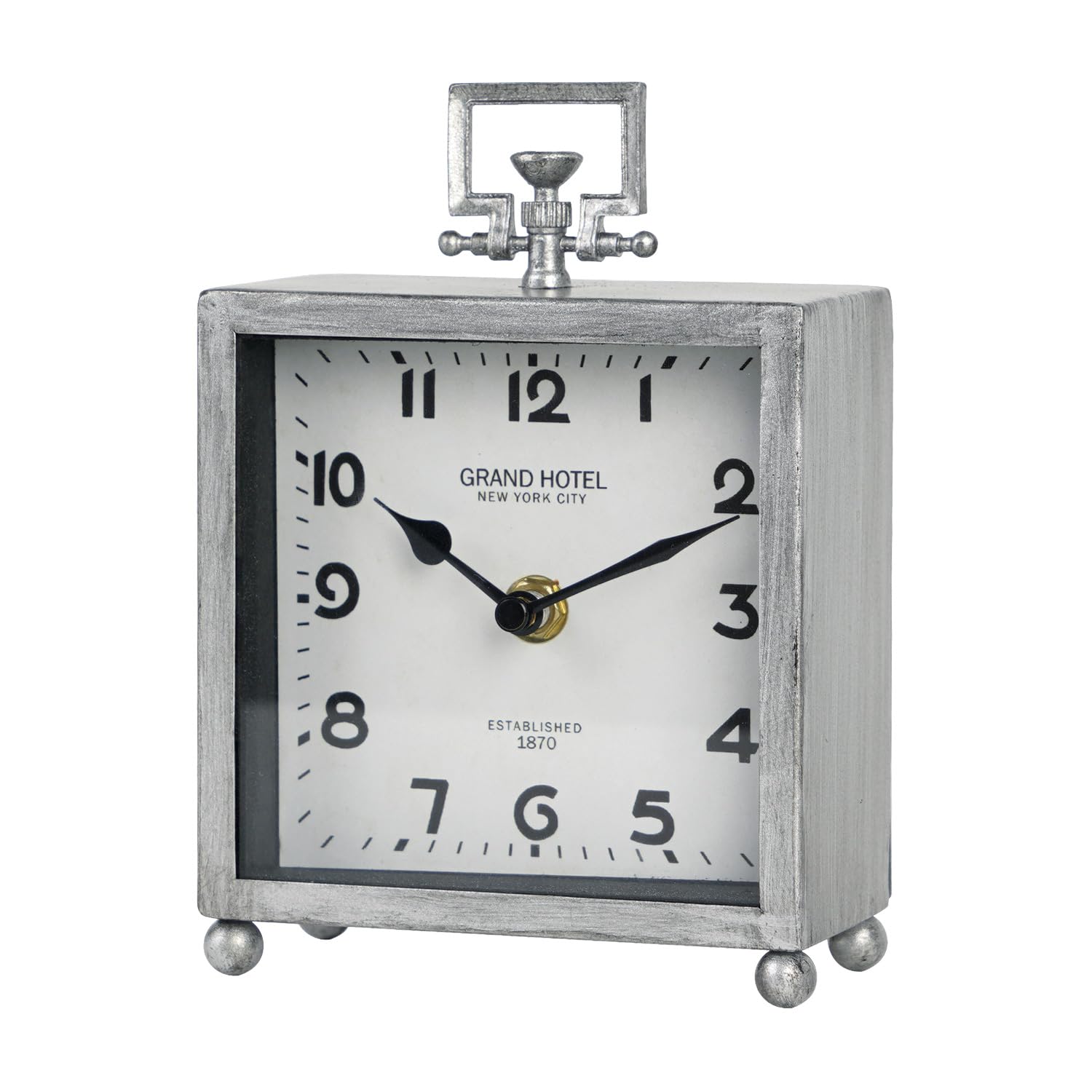 Photo 1 of NIKKY HOME Small Table Clock, Silent Non-Ticking Classic Battery Operated Decorative Mantel Desk Shelf Clock for Living Room Decor - Silver